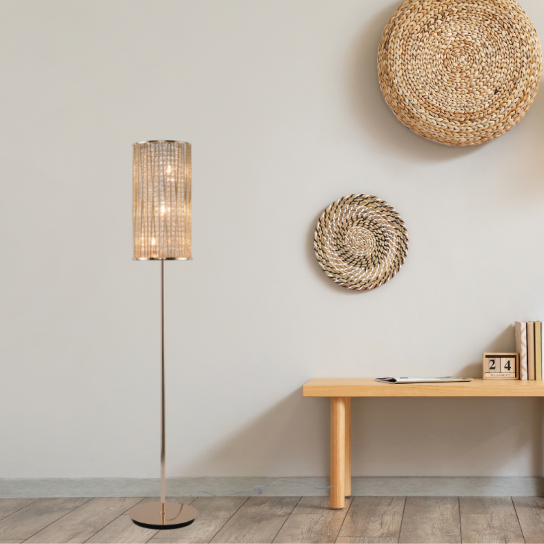 Luxury Crystal Drum Floor Lamp Design Gold RRP £295.00