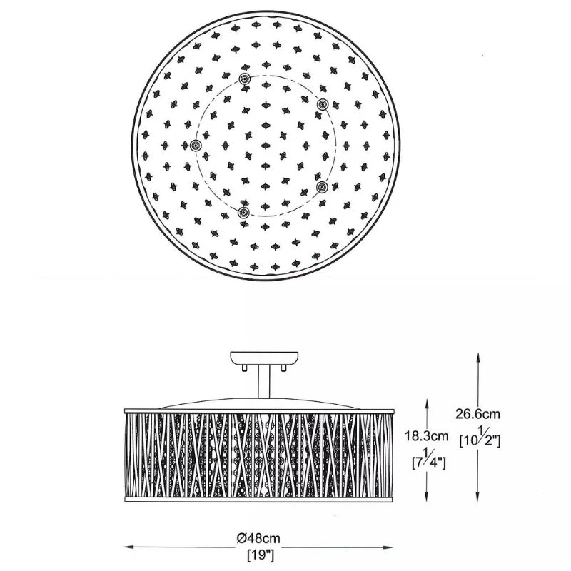 Luxury Design Large Crystal Drum Semi flush ceiling Light Chrome RRP £295