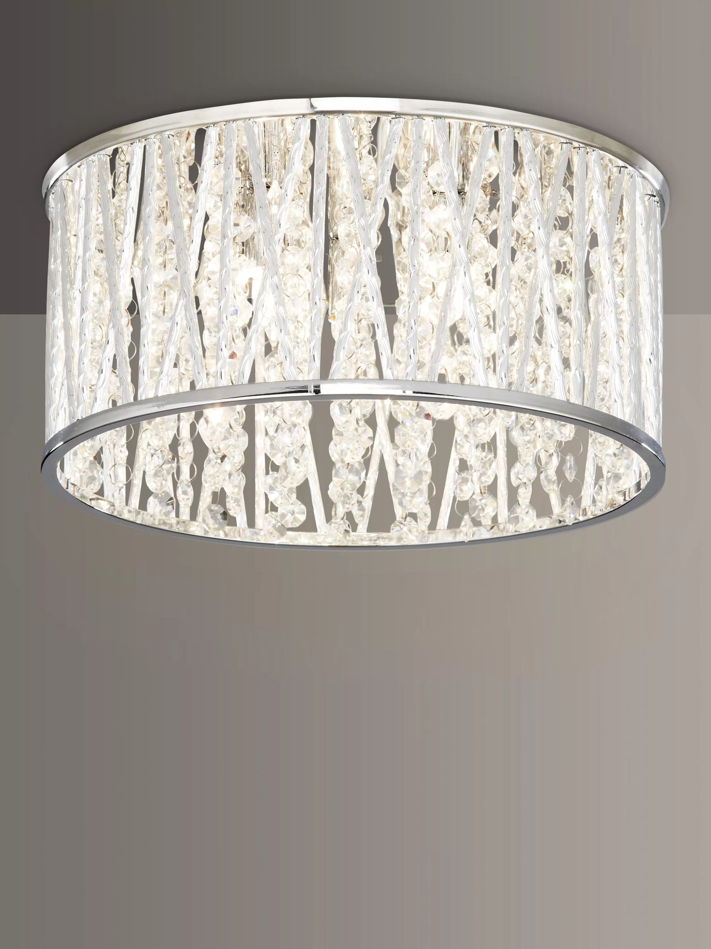Luxury Design Crystal Drum Flush Ceiling Light Chrome brand new RRP £195