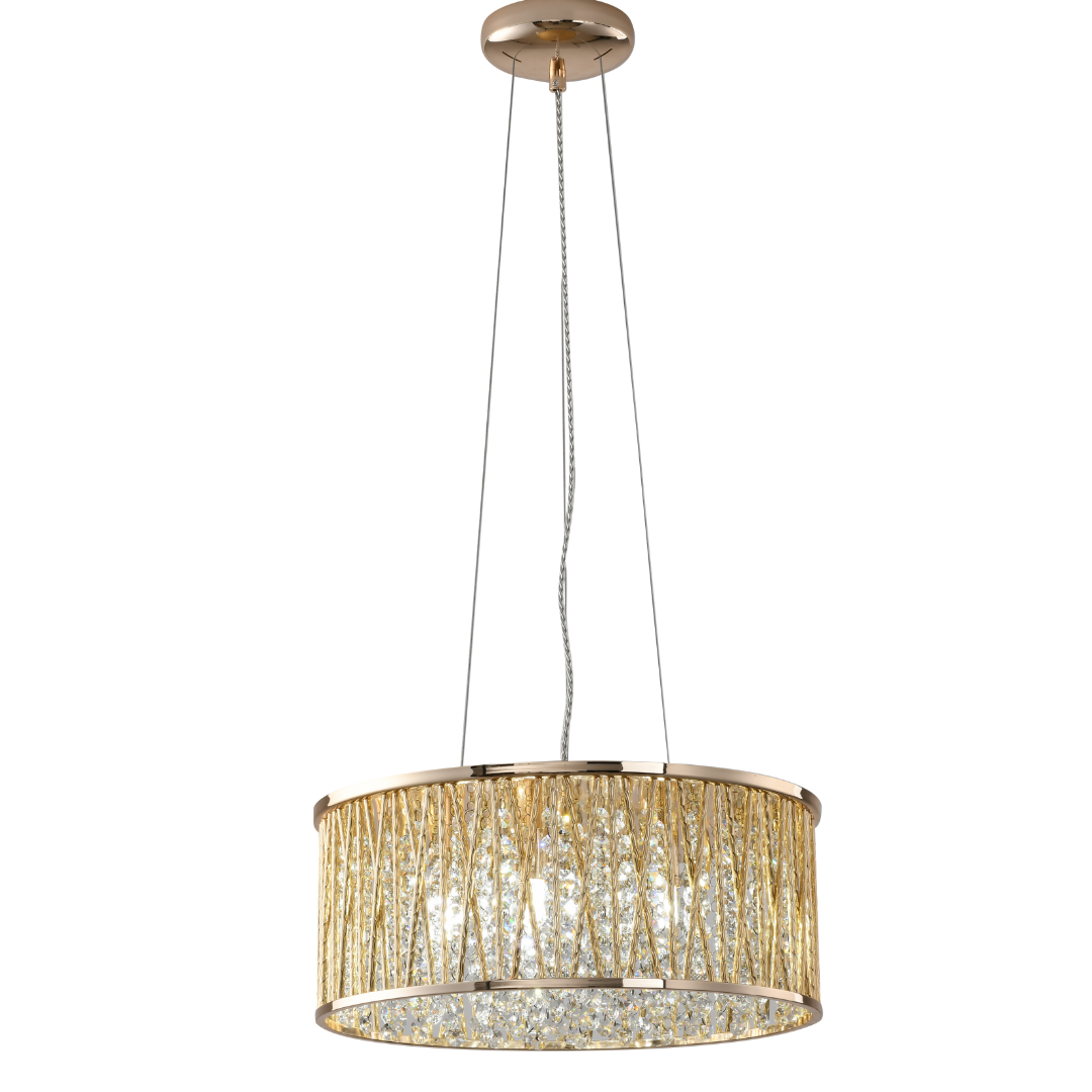 Luxury Design Large Crystal Drum pendant Light Gold RRP £295