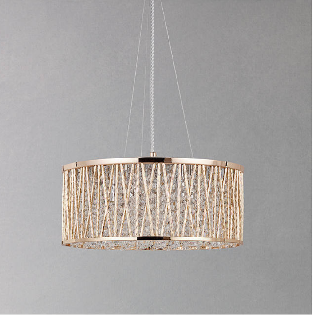 Luxury Design Large Crystal Drum pendant Light Gold RRP £295