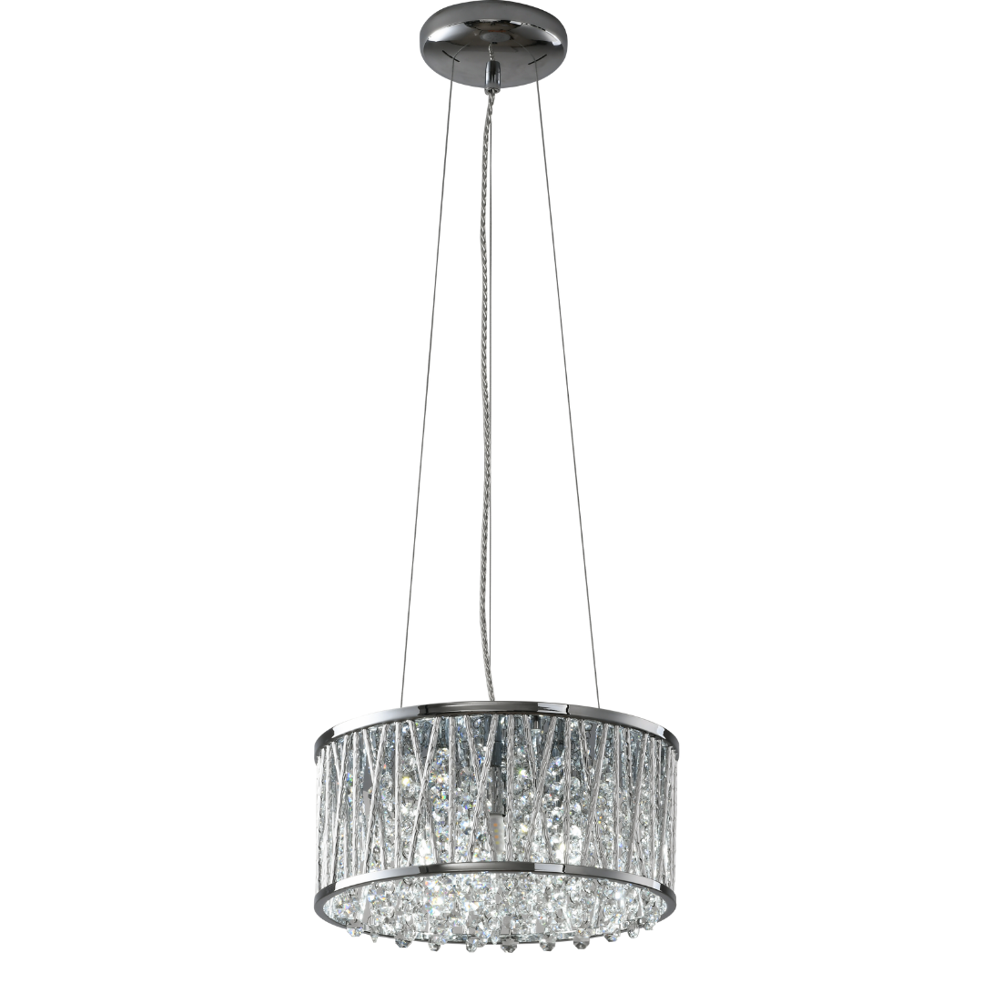 Luxury Crystal Drum pendant Light Design Chrome 300 mm RRP £195