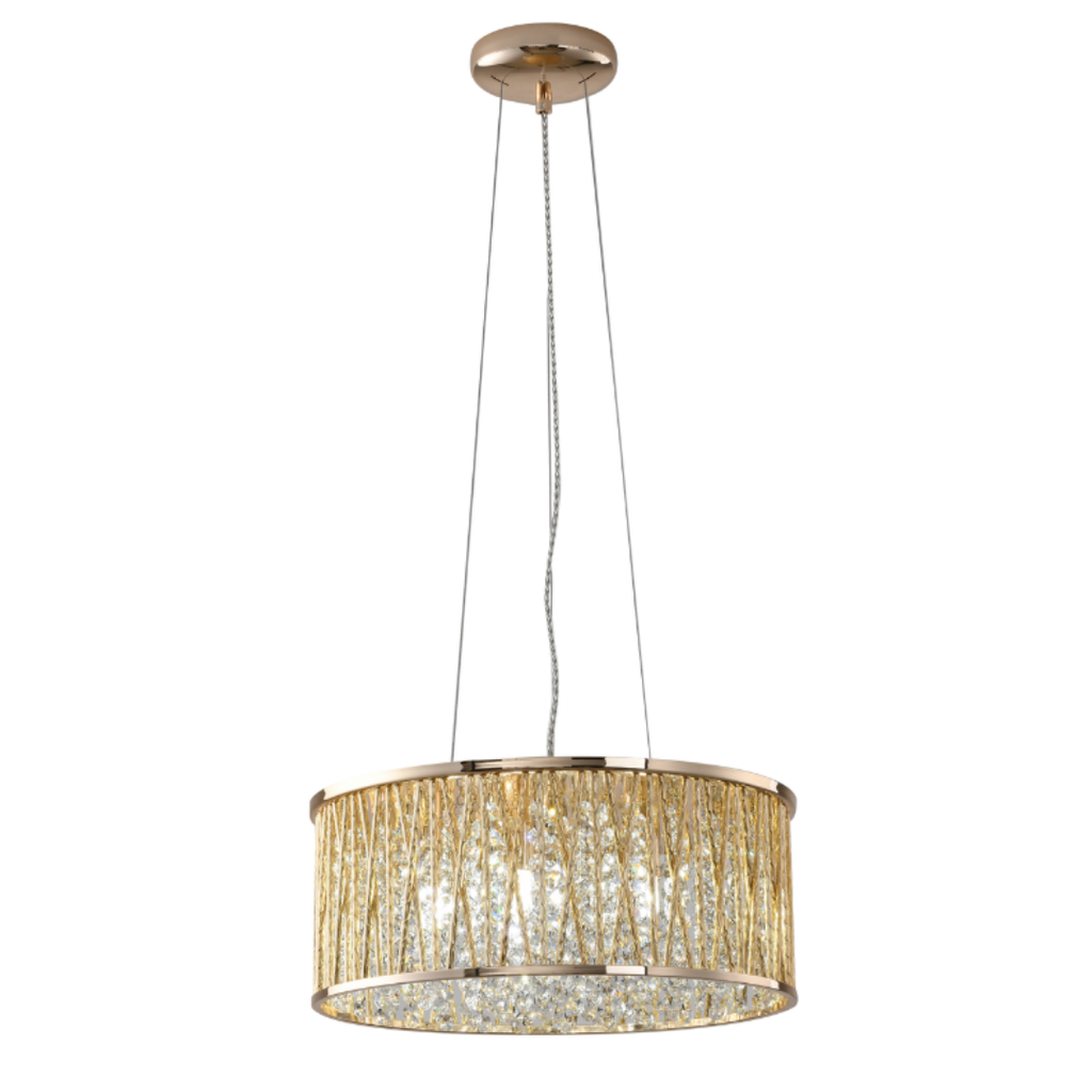 Luxury Design Large Crystal Drum pendant Light Gold RRP £295