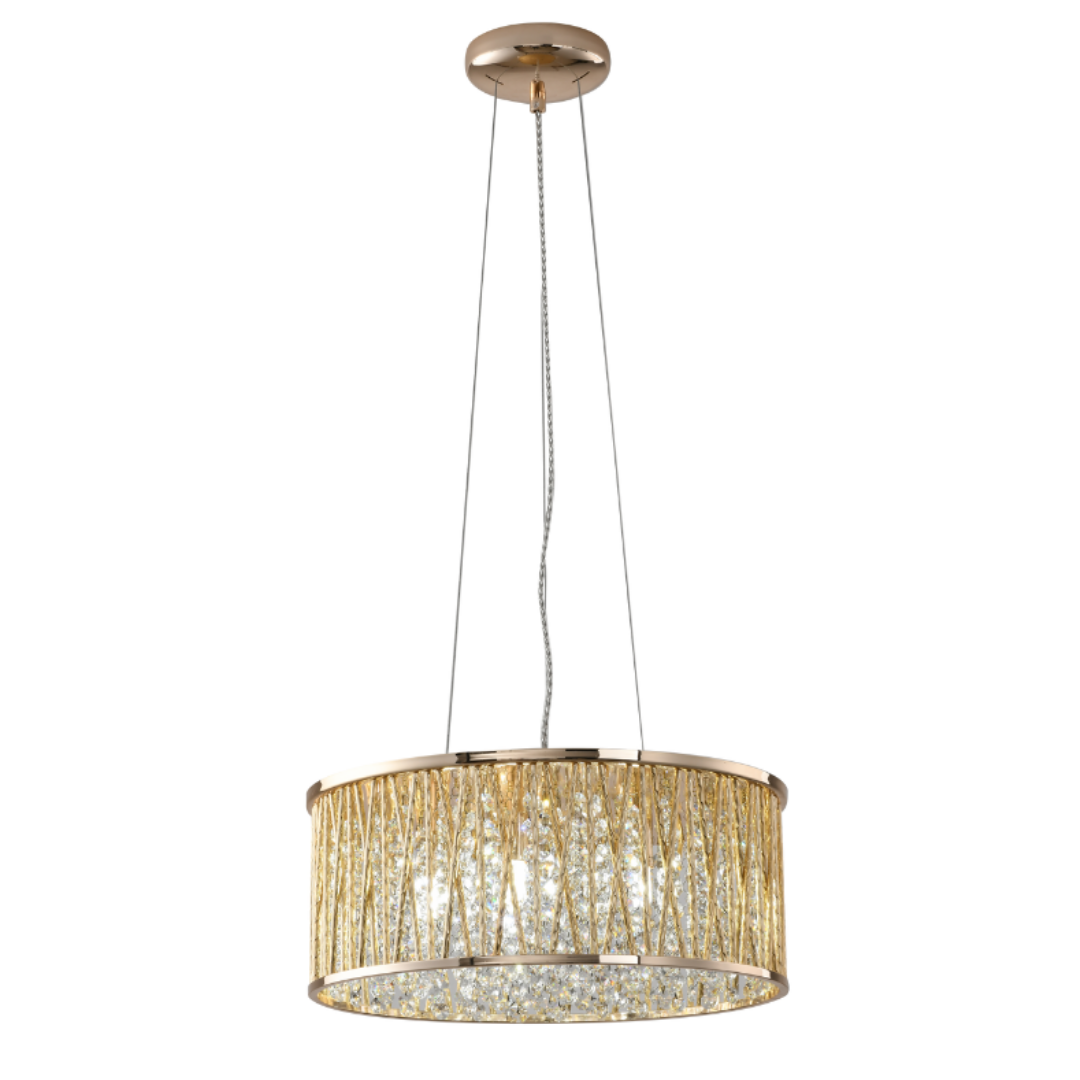 Luxury Design Large Crystal Drum pendant Light Gold RRP £295