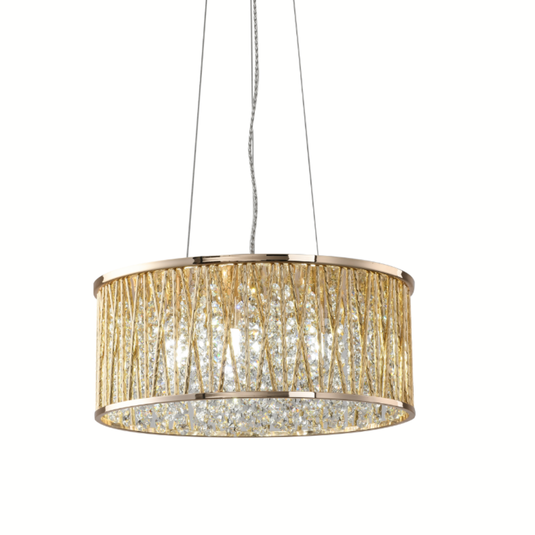Luxury Design Large Crystal Drum pendant Light Gold RRP £295