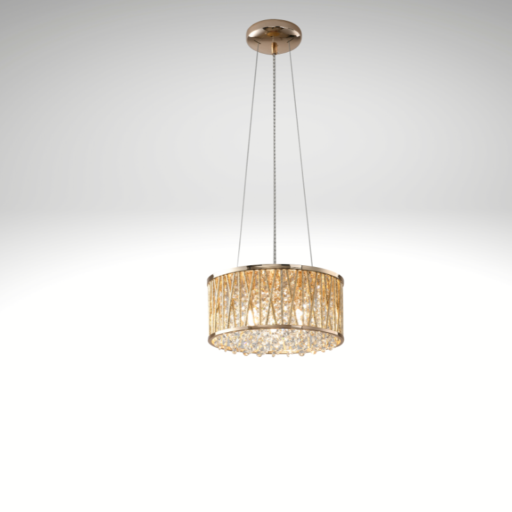 Emilia Design Crystal Drum pendant Light Gold RRP £195