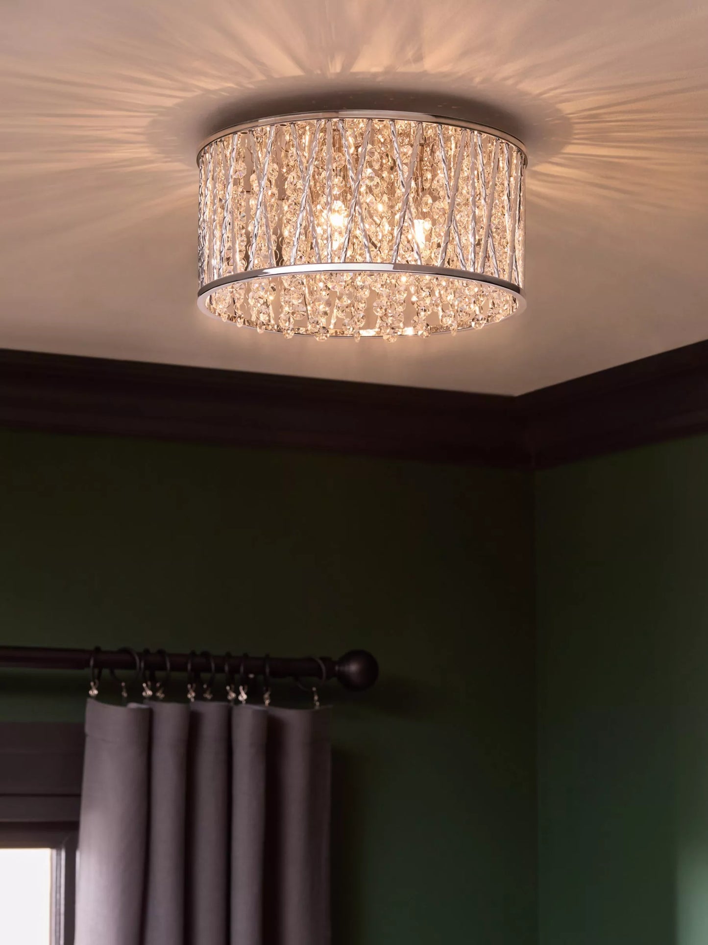 Luxury Design Crystal Drum Flush Ceiling Light Chrome brand new RRP £195
