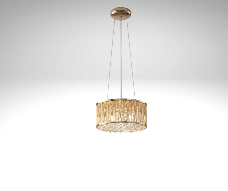 Emilia Design Crystal Drum pendant Light Gold RRP £195