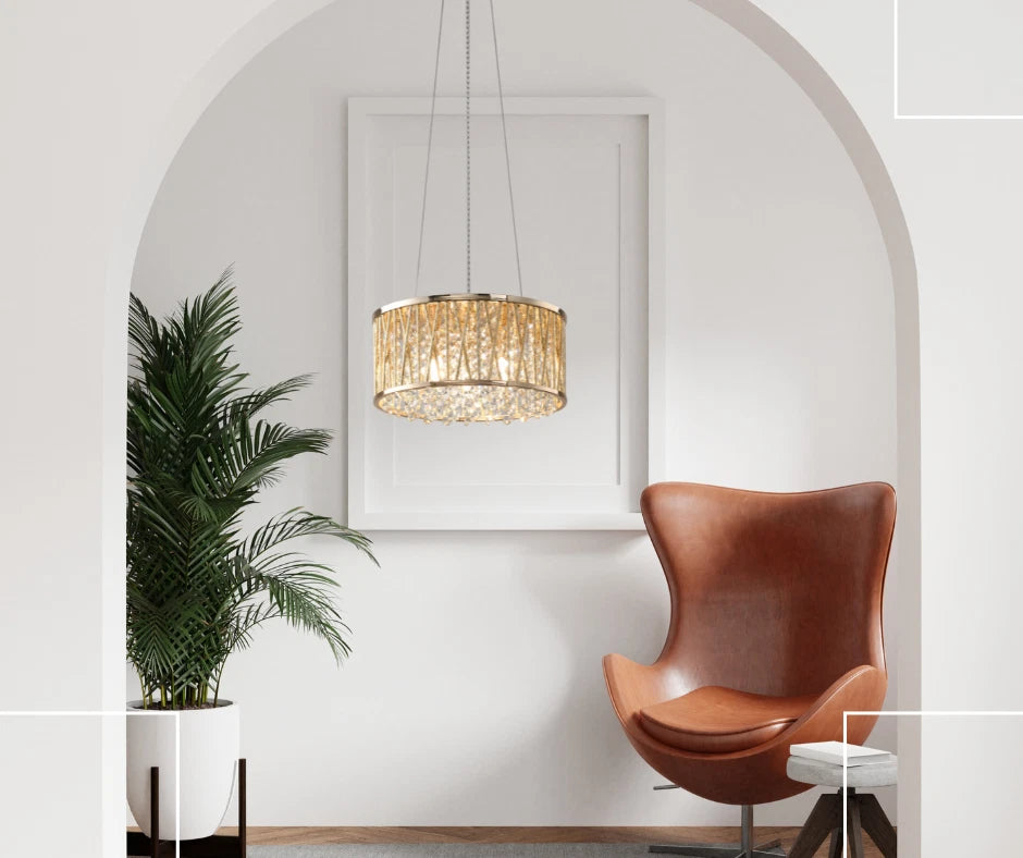 Emilia Design Crystal Drum pendant Light Gold RRP £195
