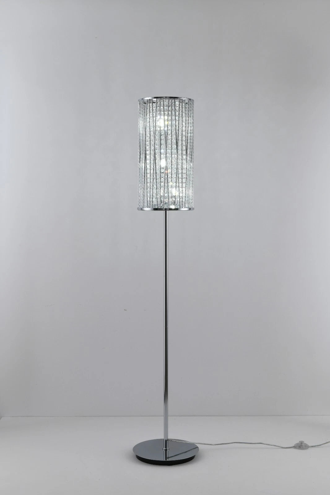 Luxury Crystal Drum Floor Lamp Design Chrome RRP £295.00