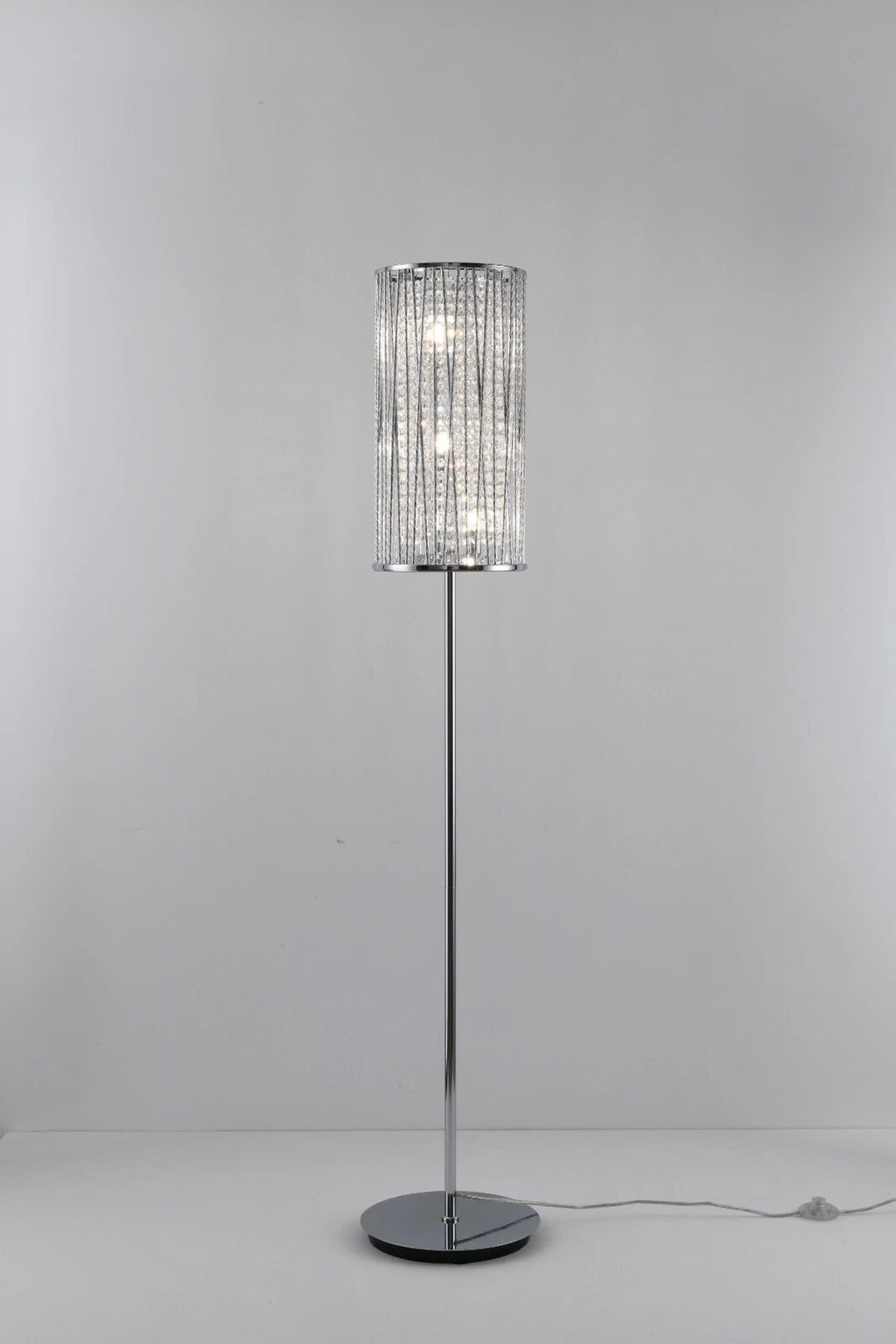 Luxury Crystal Drum Floor Lamp Design Chrome RRP £295.00
