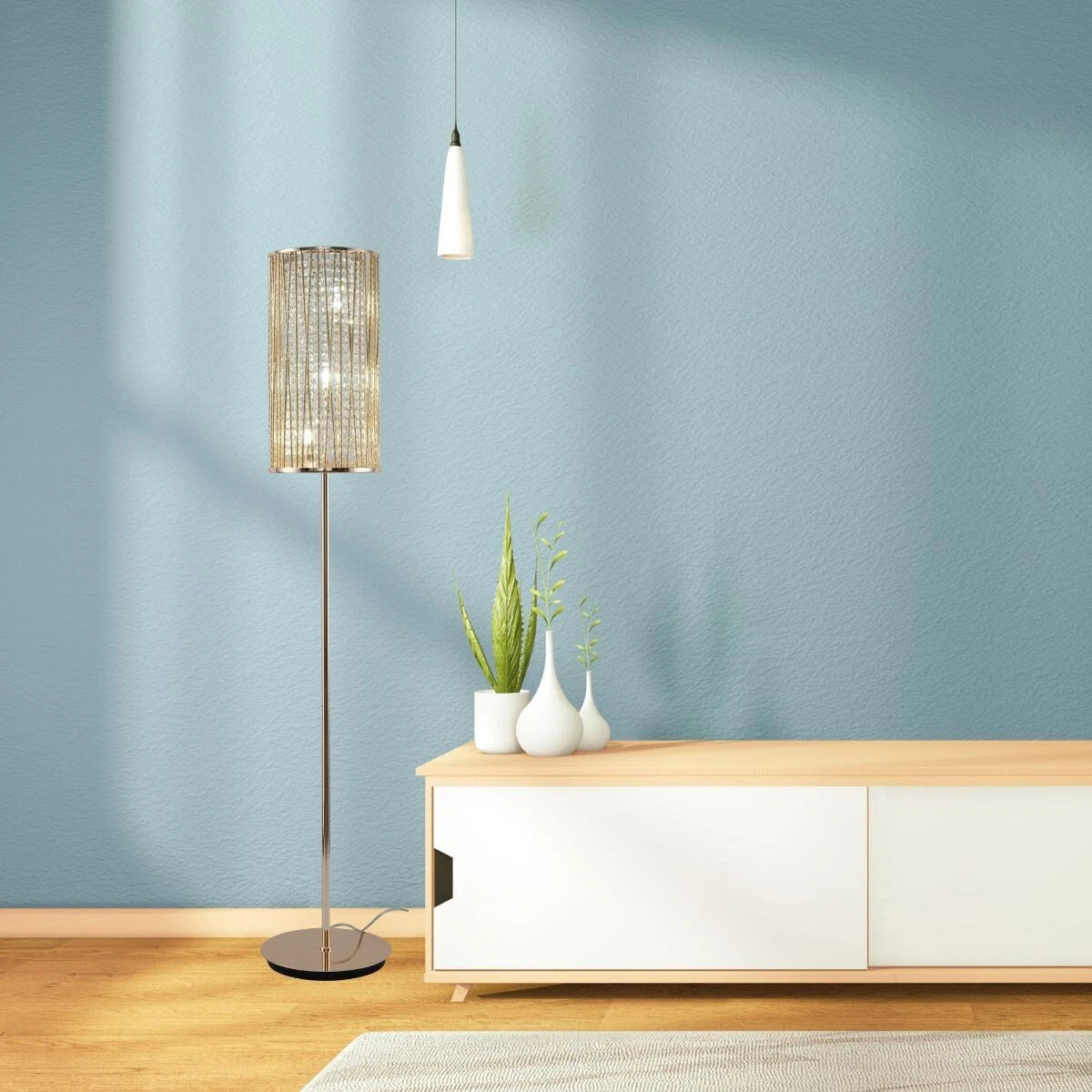 Luxury Crystal Drum Floor Lamp Design Gold RRP £295.00