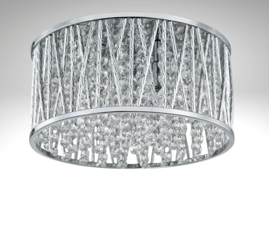 Luxury Design Crystal Drum Flush Ceiling Light Chrome brand new RRP £195