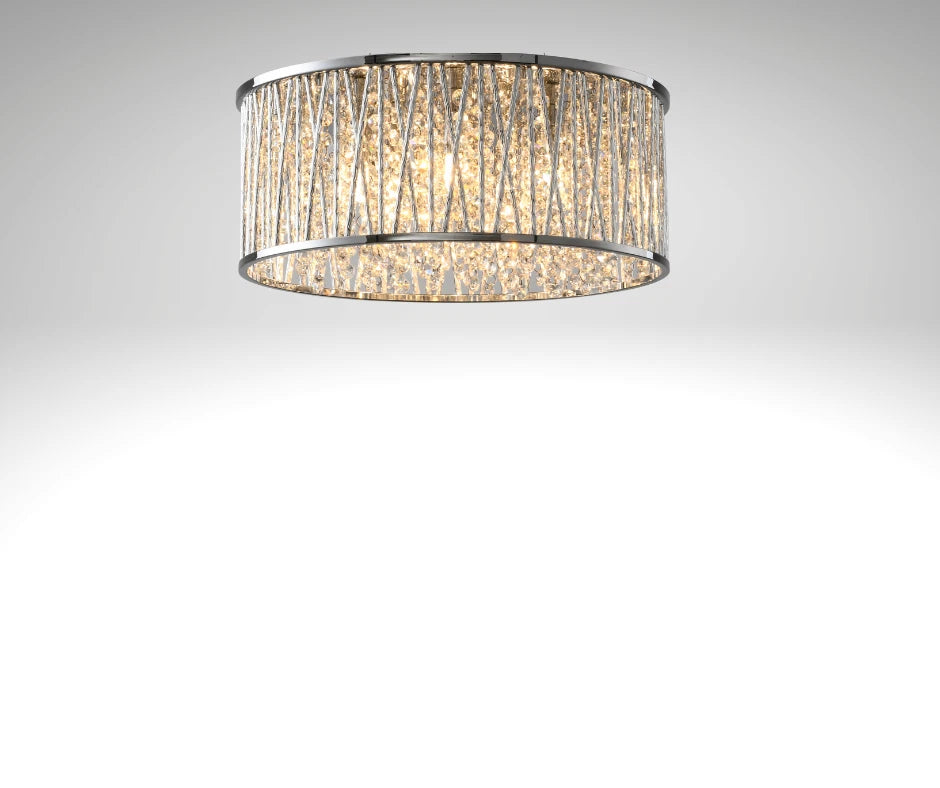 Luxury Design Crystal Drum Flush Ceiling Light Chrome brand new RRP £195