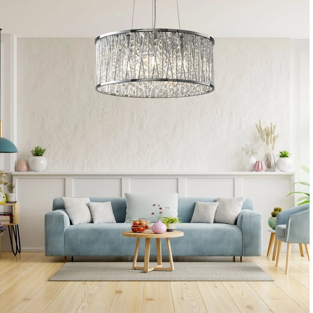 Luxury Design Large Crystal Drum pendant Light Chrome brand new 400 mm RRP £275