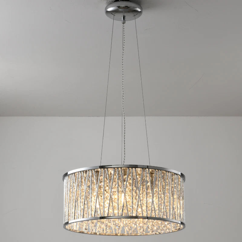 Luxury Design Large Crystal Drum pendant Light Chrome brand new 400 mm RRP £275