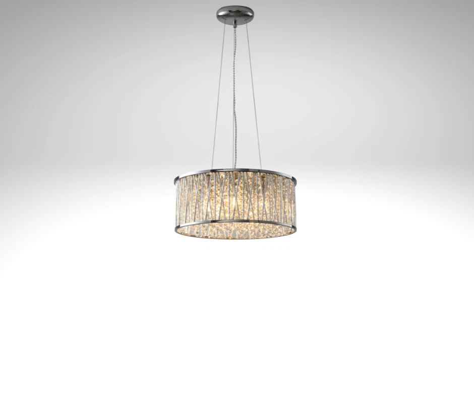 Luxury Design Large Crystal Drum pendant Light Chrome brand new 400 mm RRP £275